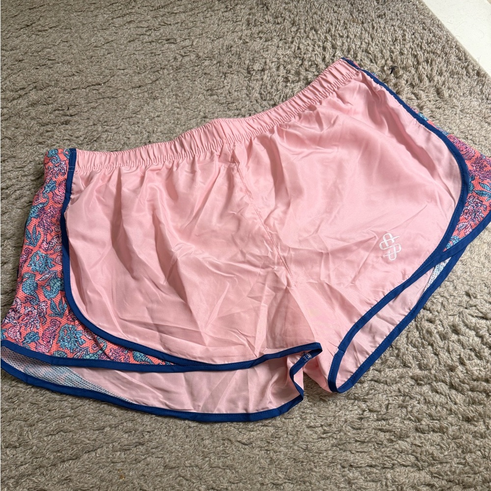 Simply Southern Pink Preppy Candy Coral Insert Simply Run Shorts - size XXL